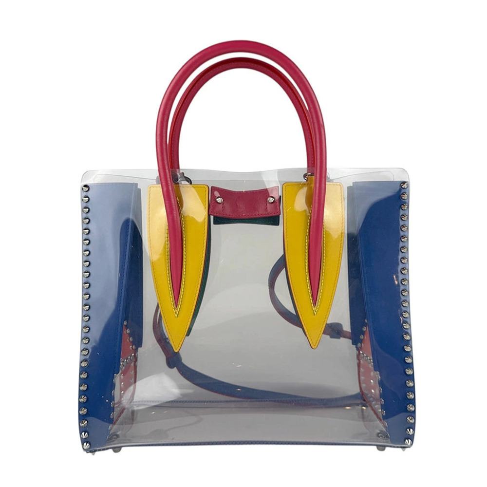 Christian Louboutin Paloma Leather Clear Multicolor 2Way Shoulder Bag Black